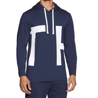 Tommy Hilfiger Logo Pullover Hoodie In Dark Navy