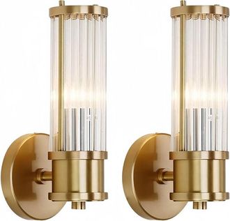 OEM Apliques De Pared De Lat&oacute;n Y Cristal Dorado - Juego De 2 Elegantes Modelos Para Interiores Modernos - Ulisem