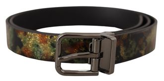 Dolce & Gabbana Mens Glitter Camo Leather Belt - Black - One Size
