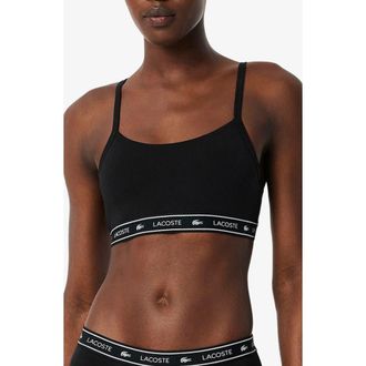 Lacoste Stretch Cotton Bralette in Black at Nordstrom, Size Xx-Large