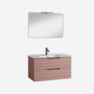 Aqa Mobile Bagno Sospeso Con Specchio E Lavabo Solmira 90 - Rosa