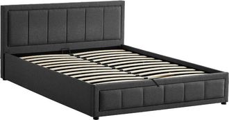 Home Discount Vanita King Ottoman Fabric Storage Bed with Gel Memory Foam Pocket Spring Mattress, Dark Grey