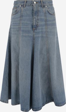 Haikure Blue Flared Midi Skirt