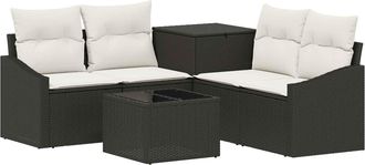 vidaXL Juego De Sof&aacute; 6 Uds. Negro Y Blanco Crema Vidaxl