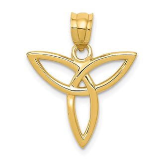 Diamond2Deal 14k Yellow Gold Trinity Symbol Charm Pendant