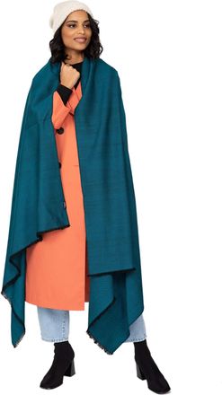 Likemary Pashmina Shawl Wrap for Women - Multi-use Wool Scarf & Travel Blanket - Warm, Lightweight & Ethically Made - Perfect Ethical Gift for Her - Teal Black