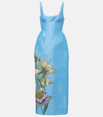 Alemais Donata floral taffeta bustier dress