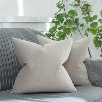 OEM Juego De Dos Fundas De Coj&iacute;n Decorativas Cuadradas De Terciopelo Suave, De Color Liso, Ideales Para La Sala De Estar, La Cama, El Sof&aacute; Y El Dormitorio