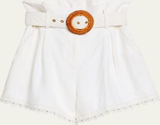 Cara Cara Pierce Belted Linen Shorts