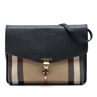 Burberry Pre-owned Burberry Small Leather and House Check Canvas Derby Macken Crossbody Ladies CFPNBA1241