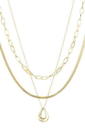 Adornia Set of 3 18K Gold Plated Necklaces at Nordstrom Rack