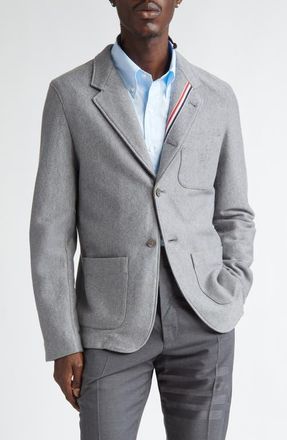 Thom Browne Double Face Knit Cotton Sack Jacket in Medium Grey at Nordstrom, Size 4