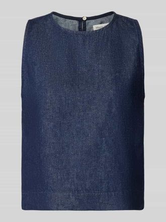 Marc O'Polo Regular Fit Kurzarmbluse aus Baumwoll-Leinen-Mix in Dunkelblau Melange, Gr&ouml;&szlig;e XL
