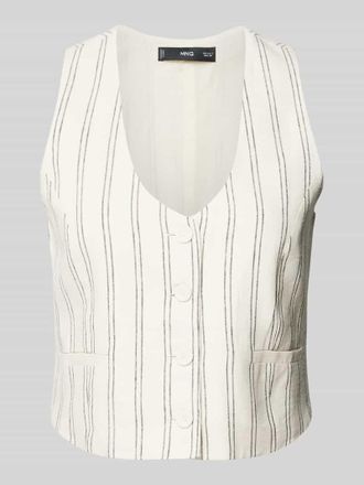 Mango Leinenweste mit Streifenmuster Modell LINDE in Beige, Größe L