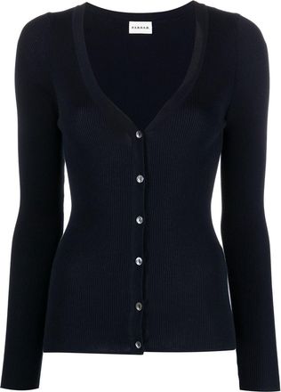 Parosh geribbeld gebreid vest met V-hals