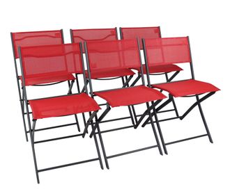 VCM Vcm - Set De 6 Sillas De Jard&iacute;n Silla Plegable Dimensiones Aprox. Al. 79 X An. 45 X P. 46 Cm Silla De Camping Muebles De Jard&iacute;n - Sumila (rojo)