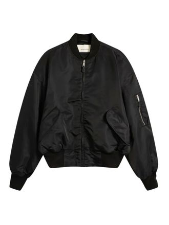 Entire studios Puffy Black Bomber Jacket With Oversized Silhouette And Zippered Pockets