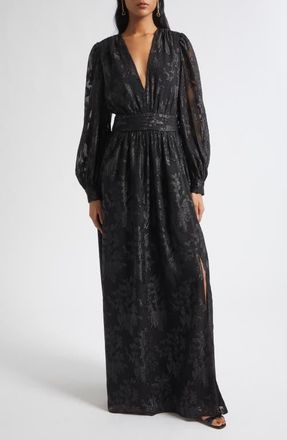 Ramy Brook Rebecca Jacquard Gown in Black Jacquard at Nordstrom, Size 10
