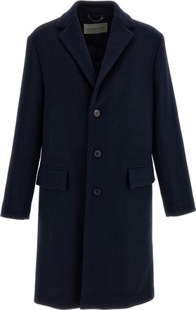 Dries Van Noten Navy Structured Peak-Lapel Wool-Blend Coat
