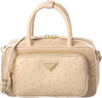 Prada Dnu Pack Prada Mini Tessuto & Ostrich Shoulder Bag