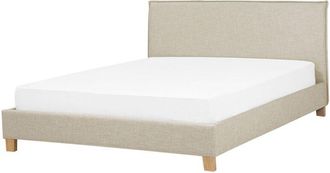 Beliani Bed Fabric SENNEZ 140 x 200 cm (EU Double) Beige