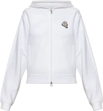 Moncler Hooded Sweatshirt - Dames - Vesten met rits - Wit - M - Katoen - Hoodies & sweatvesten