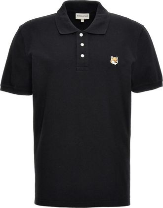 Maison Kitsun&eacute; Fox Head Regular Polo - Heren - Polos - Zwart - M - Katoen - Tops