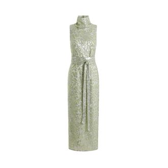 16Arlington Mona Sequin Midi Jurk - Dames - Feestkleedjes - Groen - S - Polyester - Kleedjes