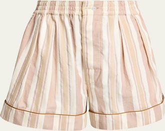 Saint Laurent Striped Pleated Pajama Shorts