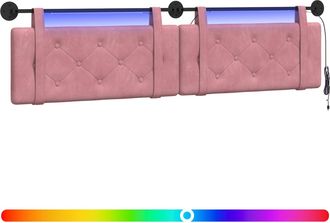 vidaXL Cabecero Colgante Con Luz Led Rosa Terciopelo Vidaxl