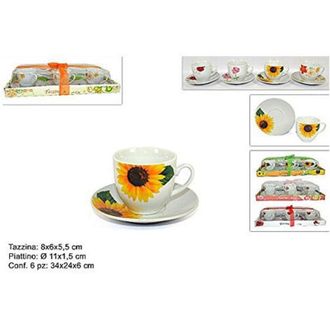 Trade Shop Trade Shop - Juego De 6 Tazas De Caf&eacute; Y T&eacute; Con Platos Decoraci&oacute;n Floral Cocina Decoraci&oacute;n Del Hogar