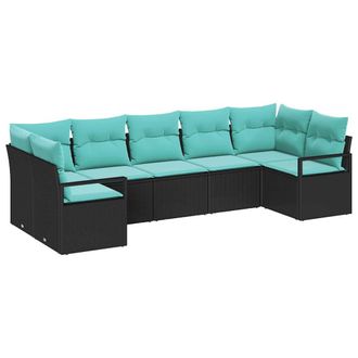 vidaXL Set Di Divani 7 Pz Nero Polyrattan Vidaxl
