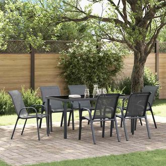 vidaXL Vidaxl - Sillas De Jard&iacute;n Apilables 6 Unidades Textilene Gris