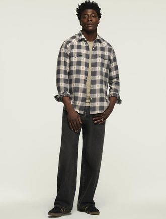 Lucky Brand Mens Plaid Mesa Western Shirt