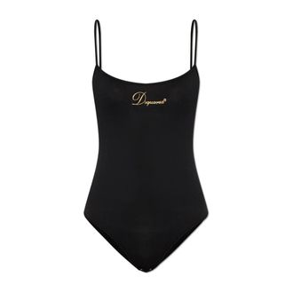Dsquared2 Body, female, Black, Size: XL Spaghetti Strap Bodysuit