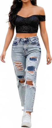 Kancan Amy Mom Jeans In Medium Blue Wash