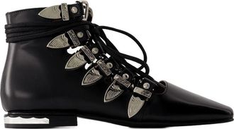 Toga Archives Womens Ankle Boots Leather Black Shoes Ankle-boots