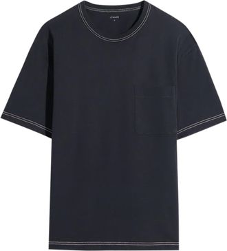 Christophe Lemaire Boxy Black Short-Sleeve T-Shirt with Contrast Stitching