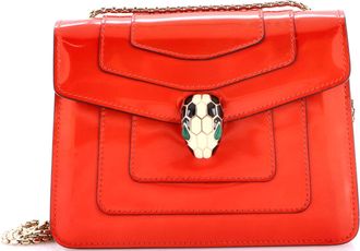 Bulgari Serpenti Forever Square Shoulder Bag Metallic Leather Small