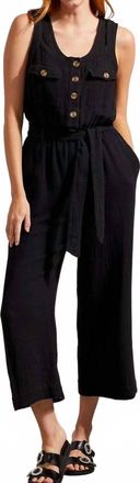 Tribal Button Front Sash And Pockets Jumpsuit In Black