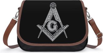 Generic Freemasonry Sign Crossbody Bag Womens Handbag PU Message Bags Shoulder Purse with Adjustable Strap