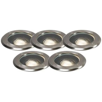 QAZQA Moderno Set De 5 Focos Exteriores Acero Inoxidable Ip65 - Delux Vidrio /pl&aacute;stico / Redonda Adecuado Para Led Max. 5 X 50 Watt - Qazqa