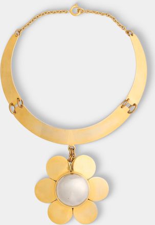 Mahnaz Collection Womens Vintage 1975 Pierre Cardin French Gold-Tone and Silver-Tone Flower Necklace