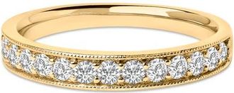 House of Brilliance 14K Gold 1/2 Cttw Round Diamond Milgrain Wedding Band in Yellow at Nordstrom, Size 7.5