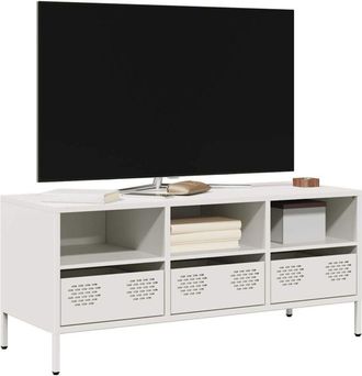 vidaXL Vidaxl - Mueble Para Tv Acero Laminado En Fr&iacute;o Blanco 101,5x39x43,5 Cm