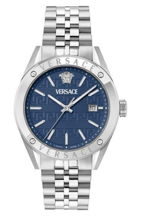 Versace Athletic Bracelet Watch, 41mm in Stainless Steel/Blue at Nordstrom