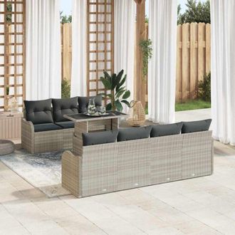 vidaXL Vidaxl - Conjunto De Sof&aacute; De Jard&iacute;n 8 Pcs Gris Claro 100 X 55 X 73 Cm