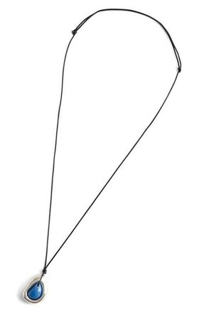 Madewell Semiprecious Stone Sculptural Pendant Cord Necklace in Warm Silver at Nordstrom