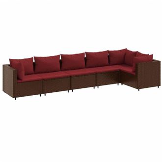 vidaXL Vidaxl - Set Muebles De Jard&iacute;n 6 Piezas Y Cojines Rat&aacute;n Sint&eacute;tico Marr&oacute;n