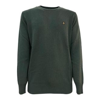 RefrigiWear Round-neck Knitwear, male, Green, M, Green Wool Pullover with Front Logo